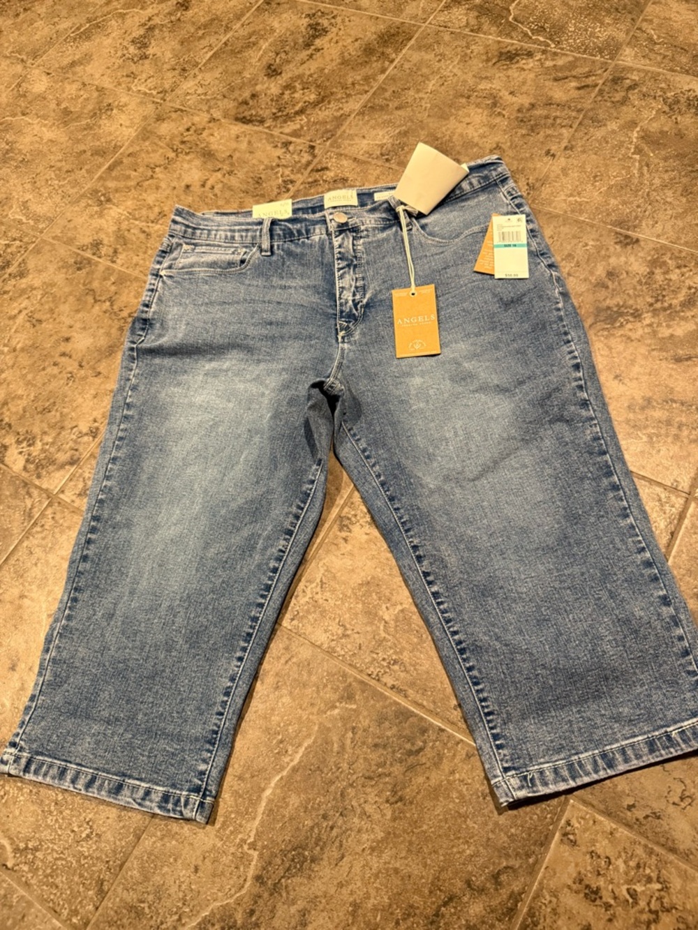 Angels ever flex classic belted Bermuda womens medium Blue Jeans